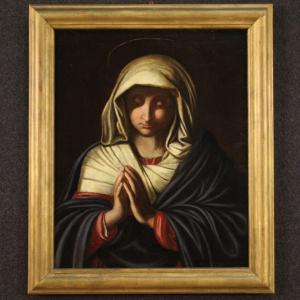 Religious Painting Praying Madonna From 17th Century