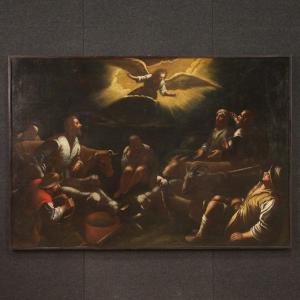 Bassano School Painting From The 17th Century, The Announcement To The Shepherds