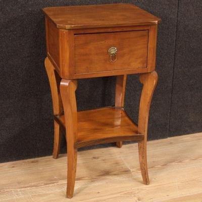 Italian Side Table In Cherry, Walnut And Fruitwood