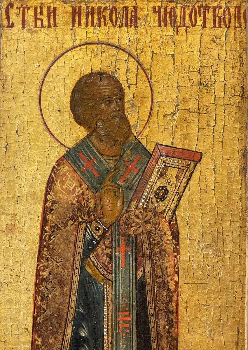 Russian Icon Of Saint Nicholas, Moscow Circa 1800 / Orthodox Russia / Icone -photo-2