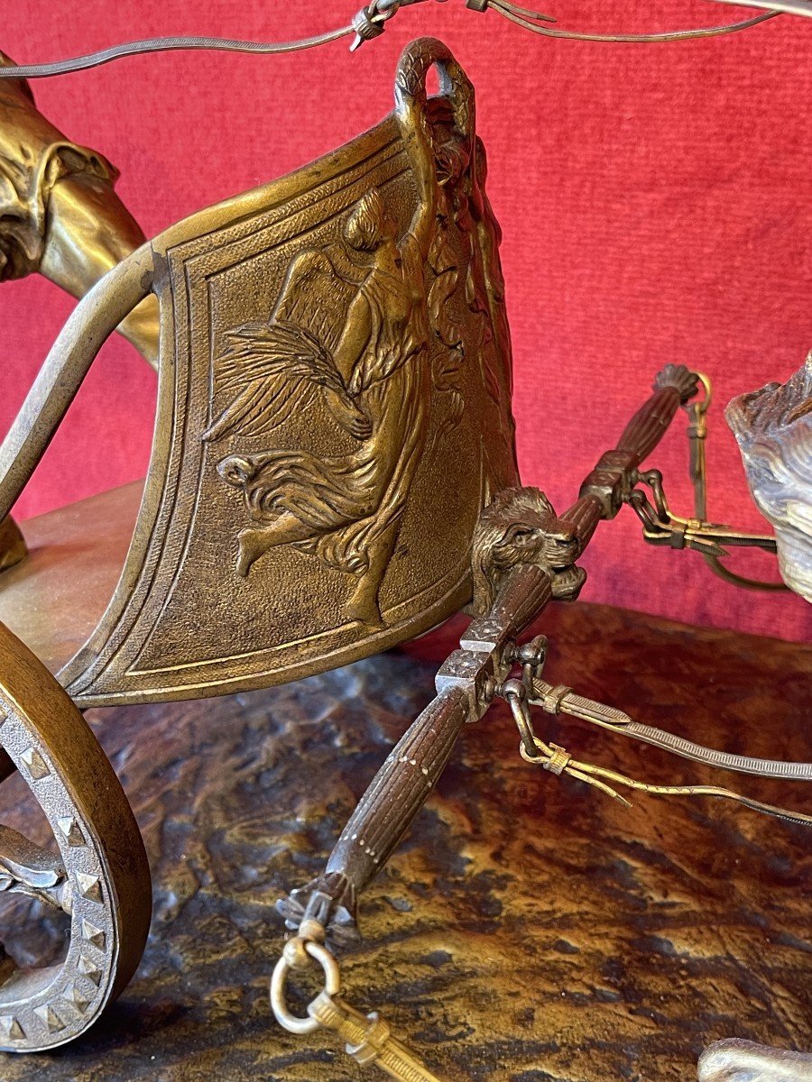 Roman Chariot Race, Large Bronze Sculpture By Antonio Vaneti (1881-1962) / Gladiator Ancient Rome  Greece / Creek Games / Charioteer Horse-photo-6