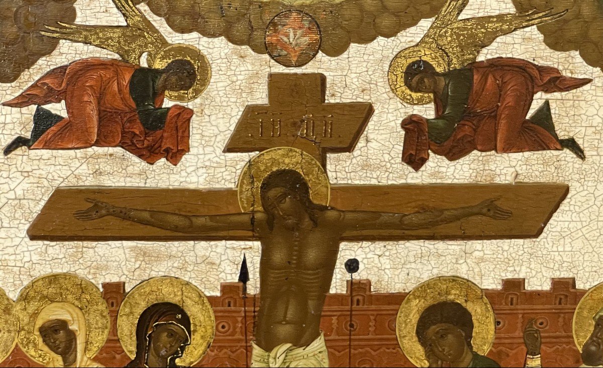 Rare Icon Of The Crucifixion, Moscow 18th Century / Orthodox Russia-photo-2