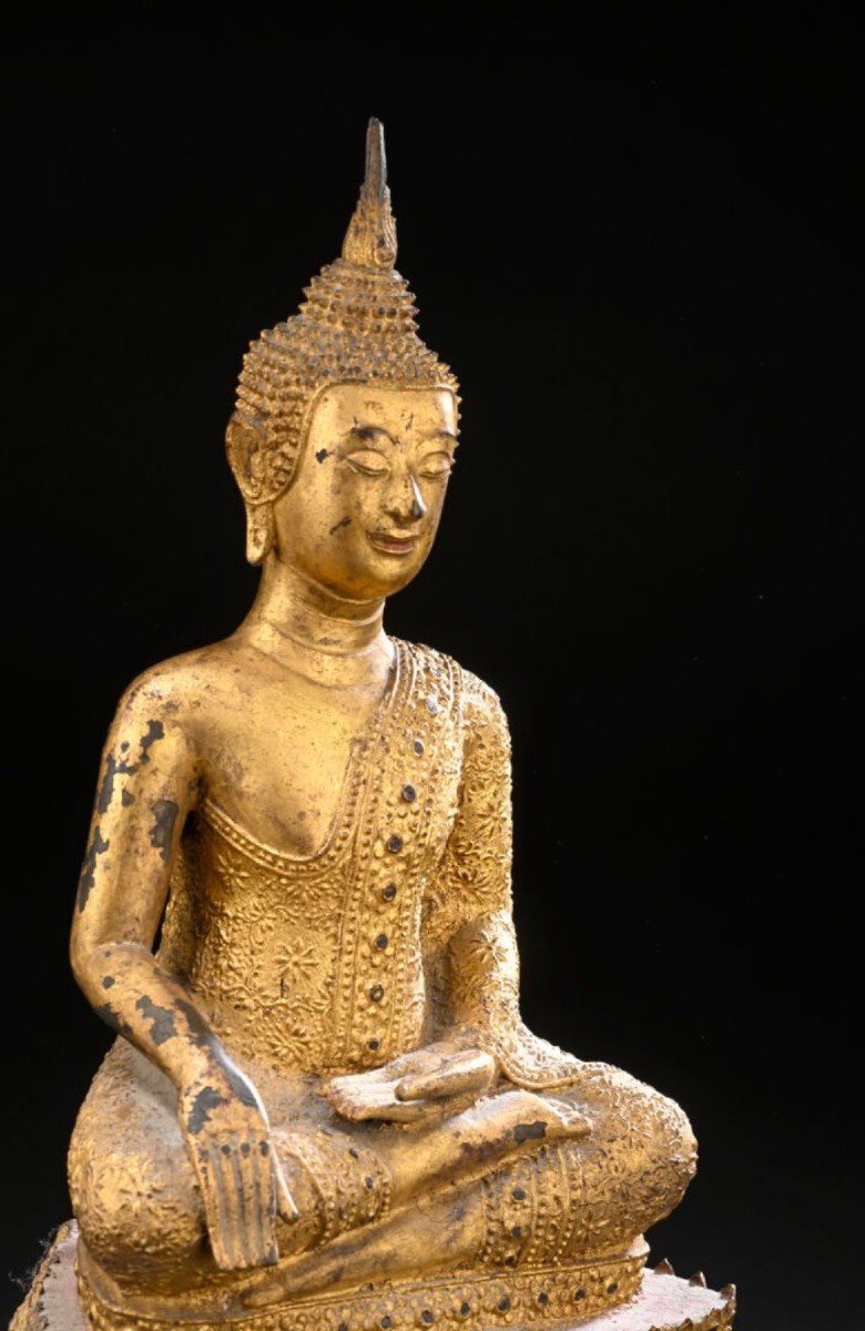 Gilt Bronze Buddha Statue, Thailand 19th Century -photo-3