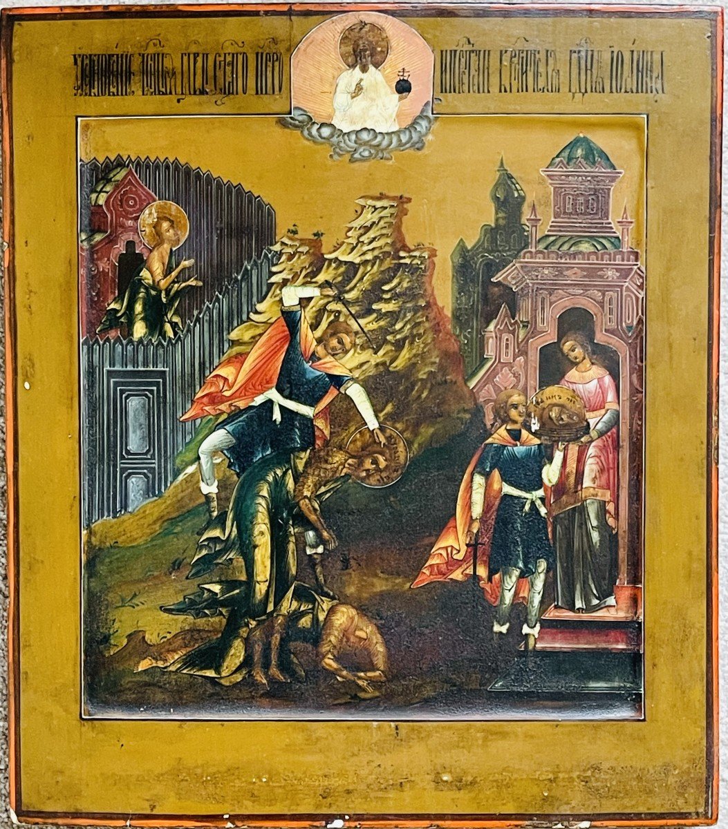 Icon Of The Beheading Of Saint John The Baptist, Russia 19th Century / Orthodox