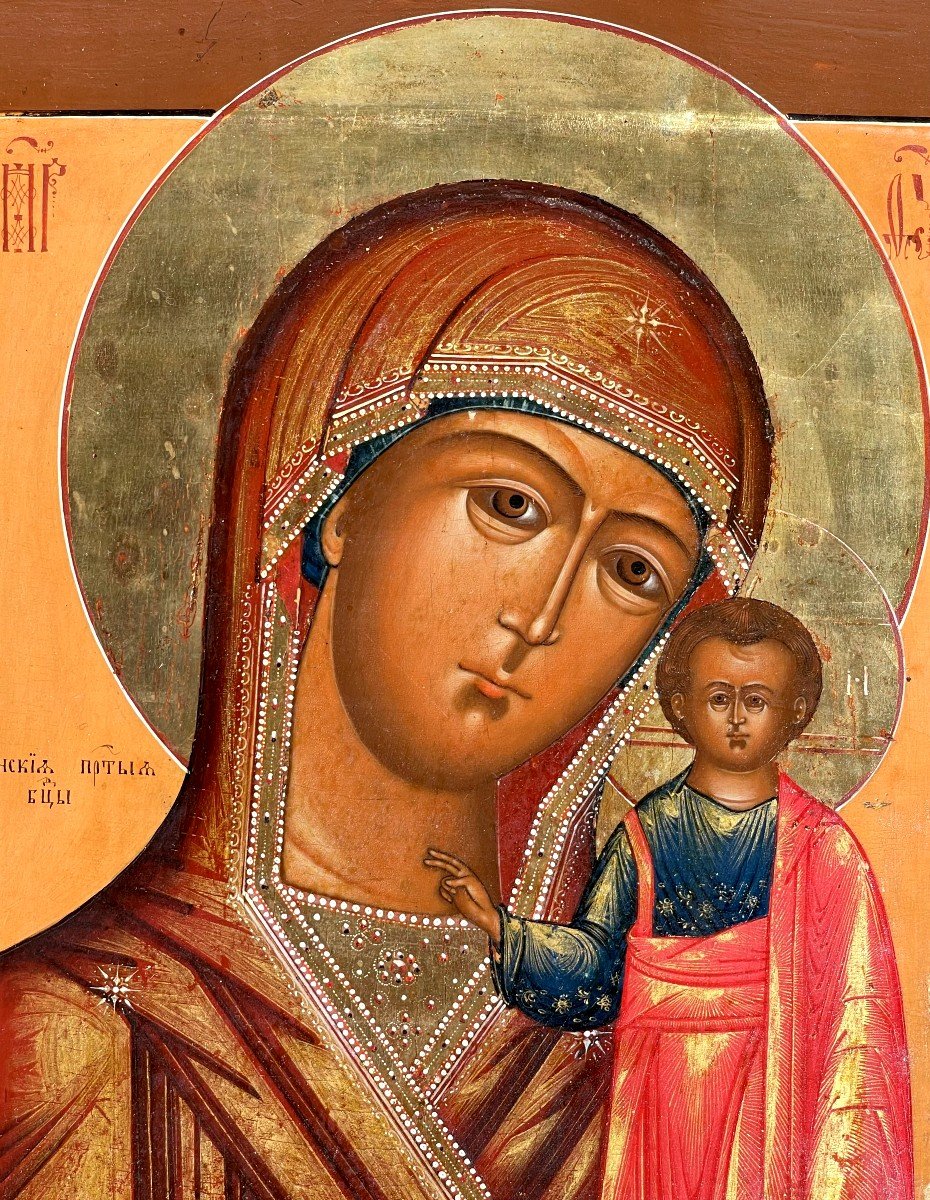 Icon Of The Mother Of God Of Kazan, Russia Circa 1850 / Orthodox / Virgin Mary-photo-2