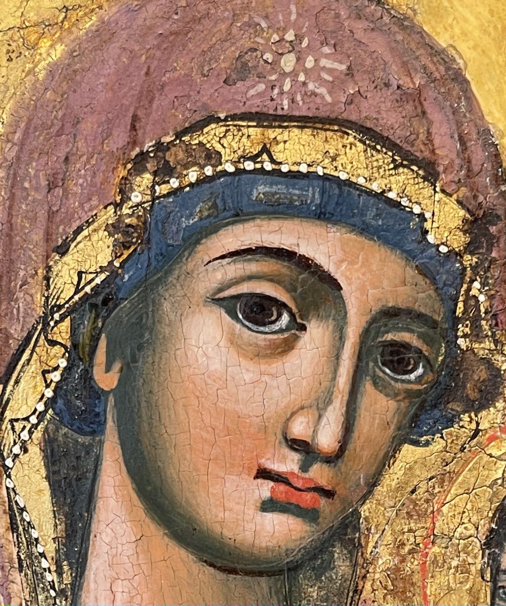 Icône De La Mère De Dieu d'Ivérie, Grèce 18e Siècle / Vierge Marie / Orthodoxe-photo-3