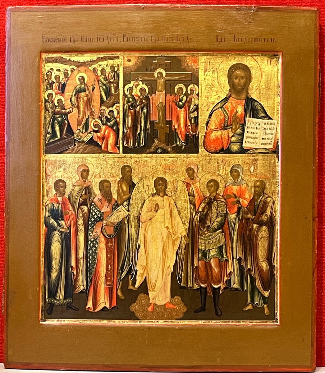 Large Icon Of The Life Of Christ, Moscow Circa 1780-1820 / Jesus / Resurrection / Crucifixion