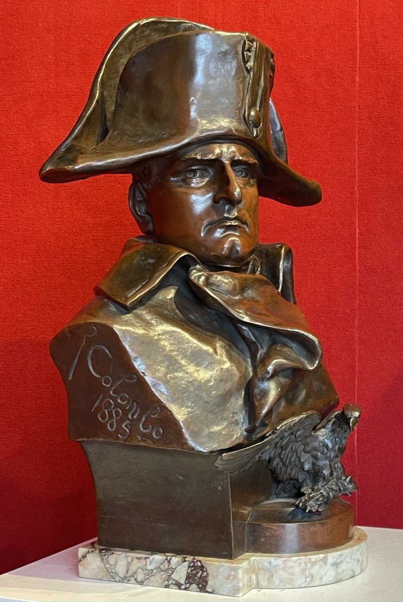 Important Bronze Bust Of Napoleon I By Renzo Colombo / Bonaparte Sculpture / Empire 