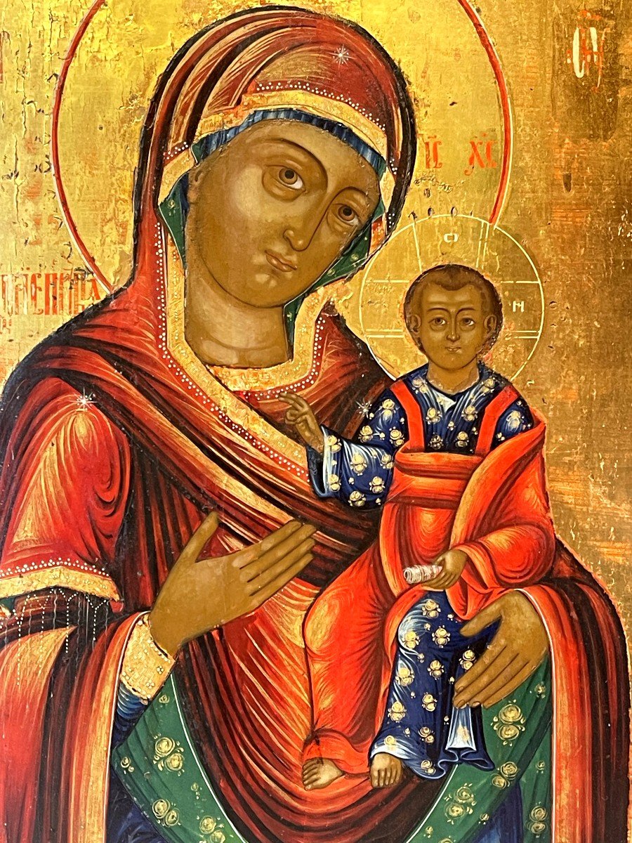 Grande Icône De La Mère De Dieu d'Ivéron, Russie 18e / Vierge Marie d'Ivérie Vieux Croyants-photo-2