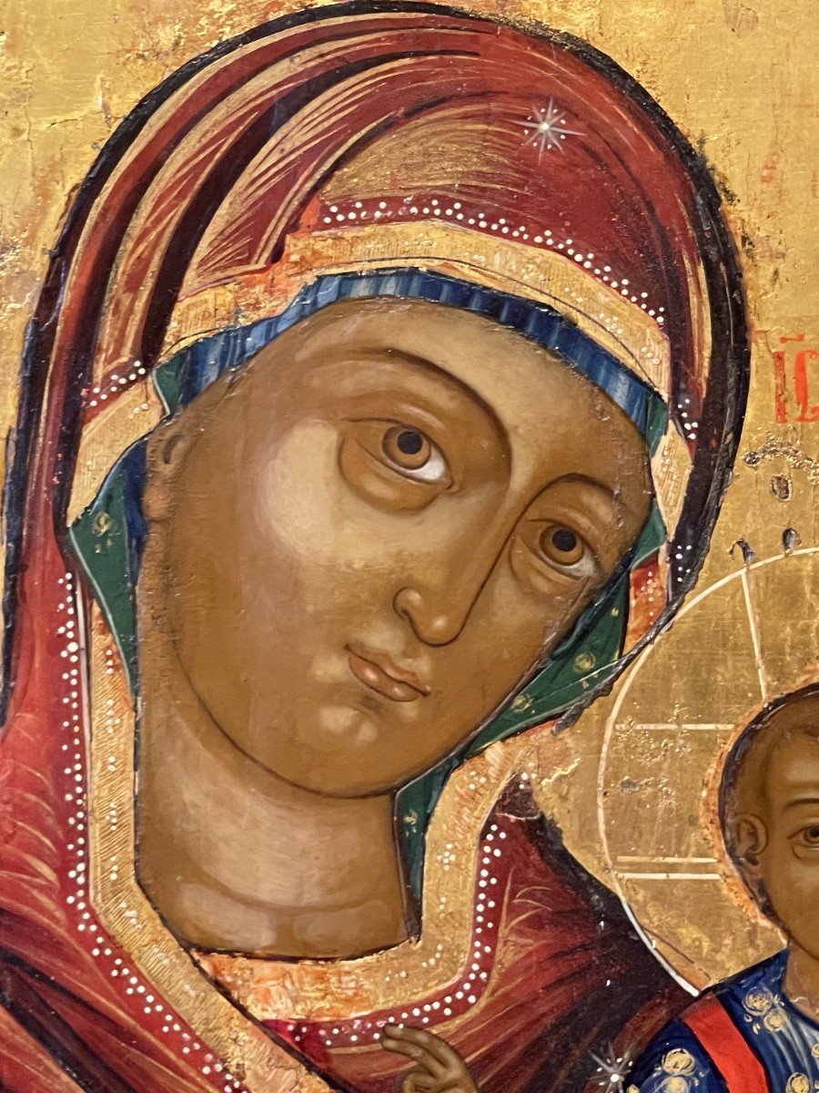 Grande Icône De La Mère De Dieu d'Ivéron, Russie 18e / Vierge Marie d'Ivérie Vieux Croyants-photo-3