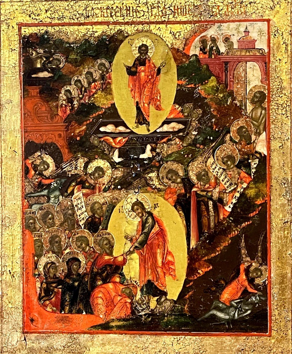 Large And Spectacular Icon Of The Great Christian Feasts, Russia 18th Century / Orthodox -photo-2