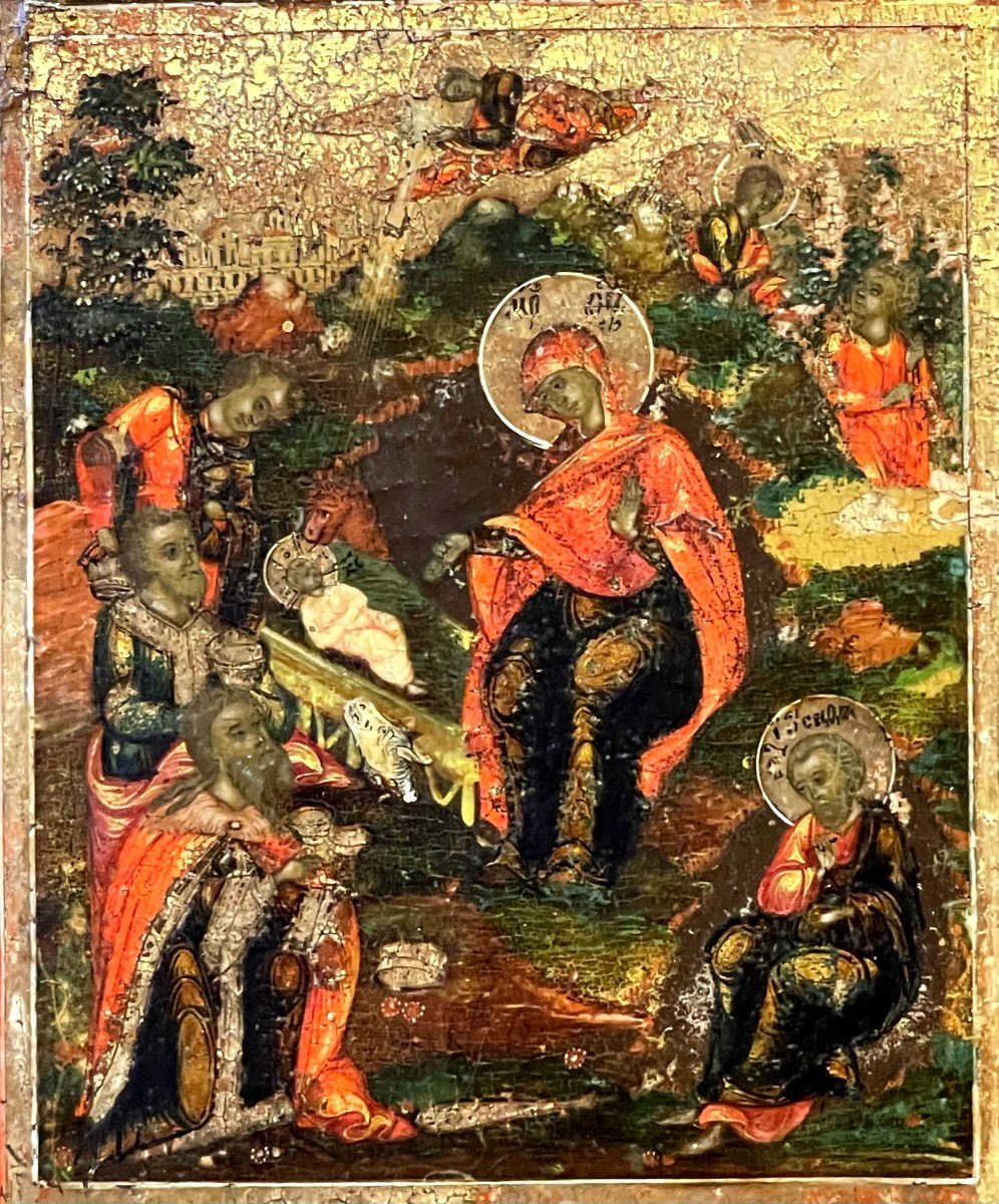 Large And Spectacular Icon Of The Great Christian Feasts, Russia 18th Century / Orthodox -photo-4