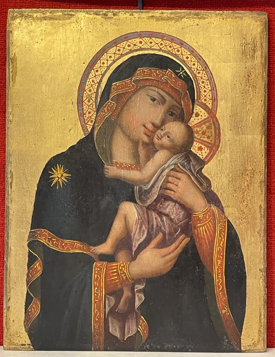 Icône De Notre-dame De Grâce, 19e Siècle / Vierge de Cambrai / Italo-Byzantin / Notre Dame-photo-2