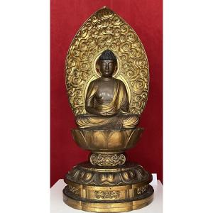 Large Sculpture Of Buddha, Lacquered And Gilded Wood, Japan, Edo Period Circa 1800