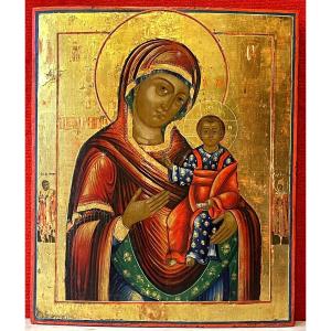 Large Icon Of The Mother Of God Of Iveron, Russia 18th / Virgin Mary Iveria Old Believers