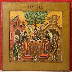 Icon Of The Holy Trinity Called The Hospitality Of Abraham, Russia Circa 1820