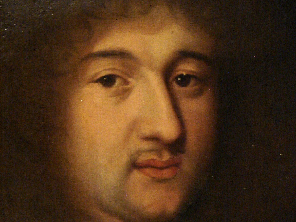 Portrait d'Homme H/T Dans Son Cadre ovale; jeune Magistrat époque Louis XIV