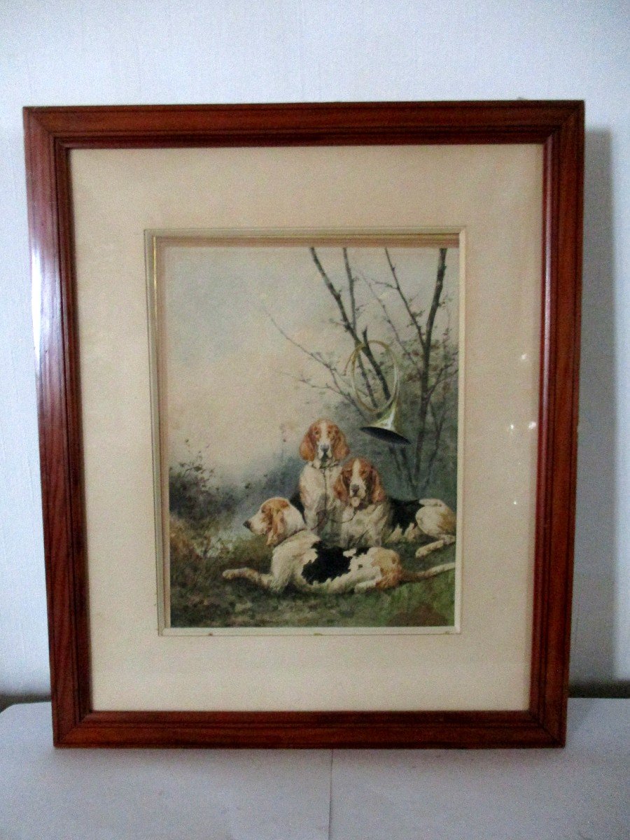 Hunting Scene; Dogs At Rest By René Valette-photo-3