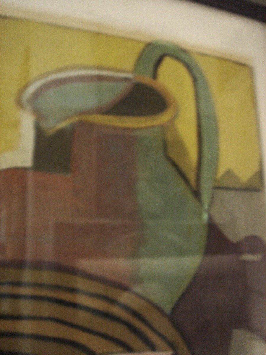 Nature Morte Cubiste Otto Fried  1949 Datéé & Signée-photo-3