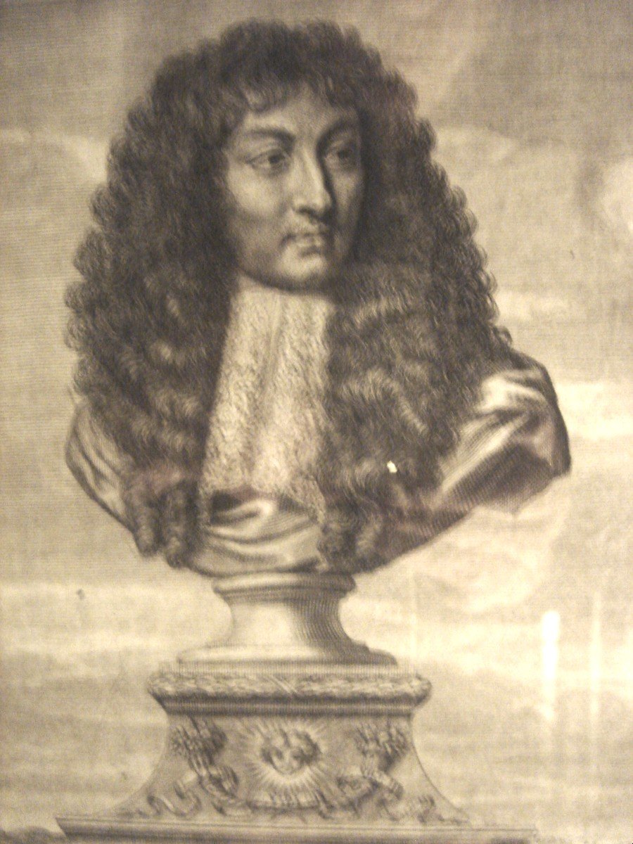 Buste Du Roi Louis XIV Du Frontispice Du Carousel ,grande Gravure XVII E 1670