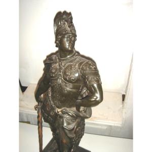 Grand guerrier -Condottière - en Metal Patine Bronze XIXe