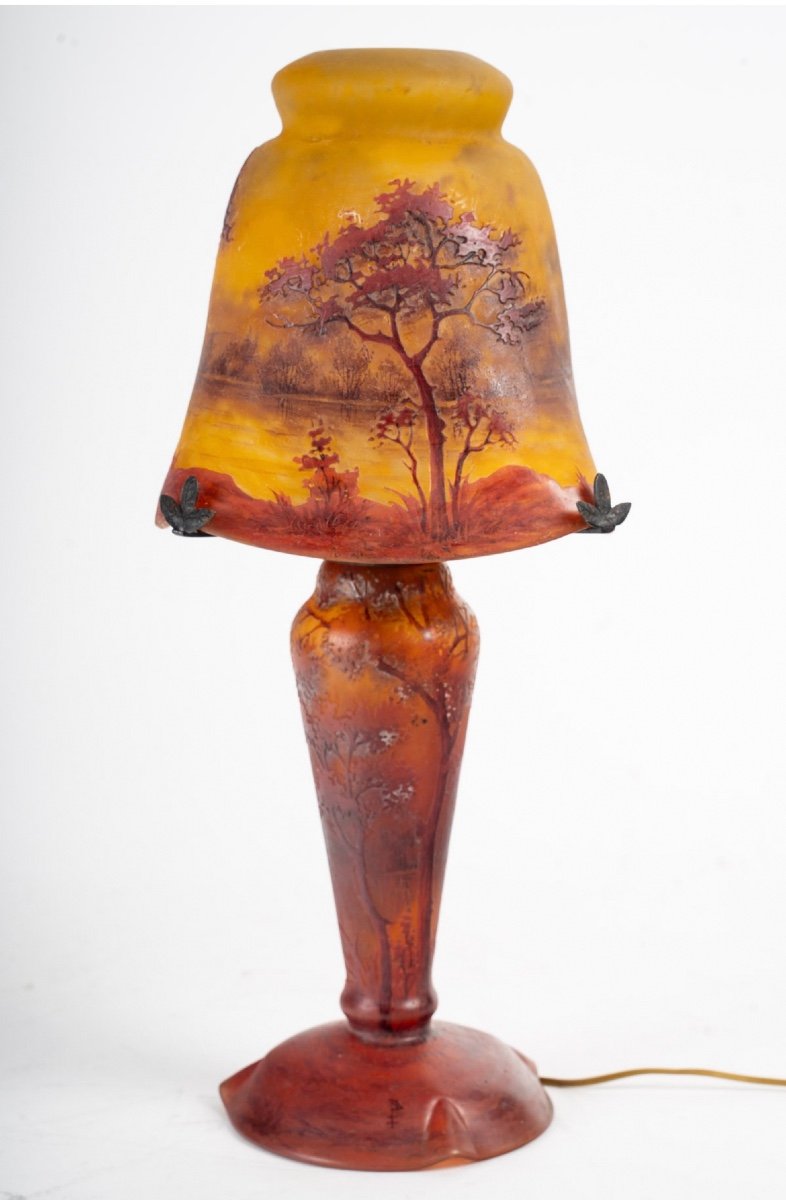 Daum Nancy Lamp With Autumn Landscape Decor 