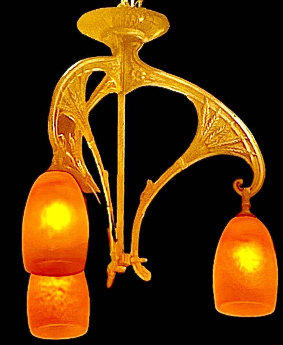 Majorelle And Daum Art Nouveau Pendant Light -photo-2