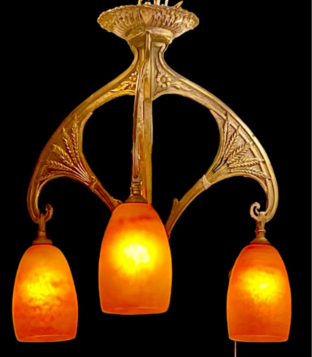 Majorelle And Daum Art Nouveau Pendant Light 