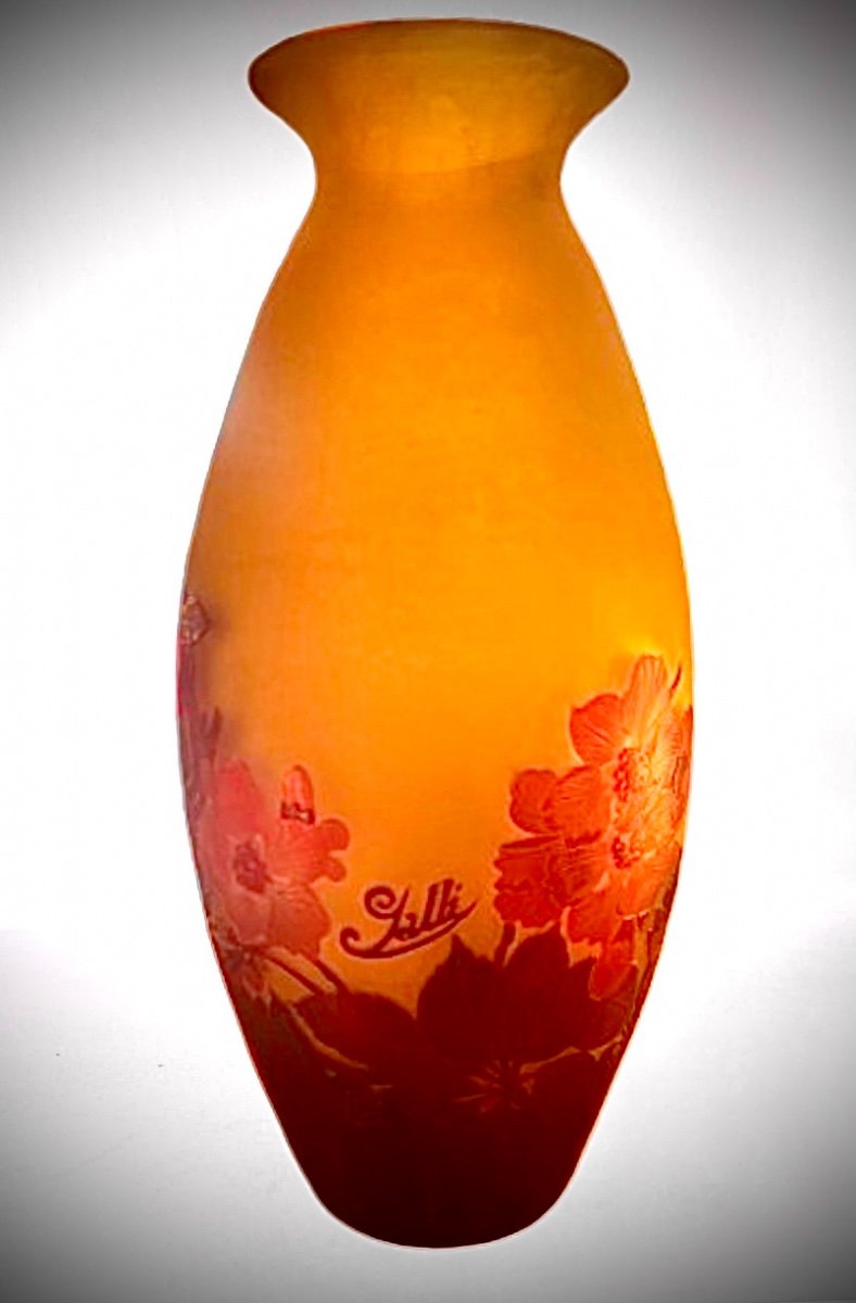 Emile Galle Vase Decorated With Apple Blossoms -photo-2