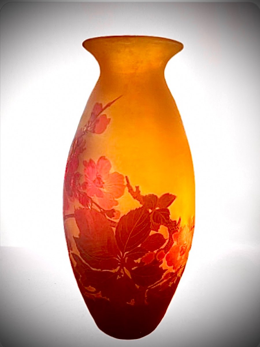 Emile Galle Vase Decorated With Apple Blossoms -photo-3