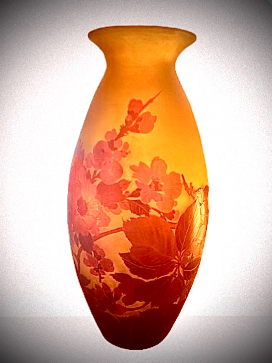 Emile Galle Vase Decorated With Apple Blossoms -photo-4