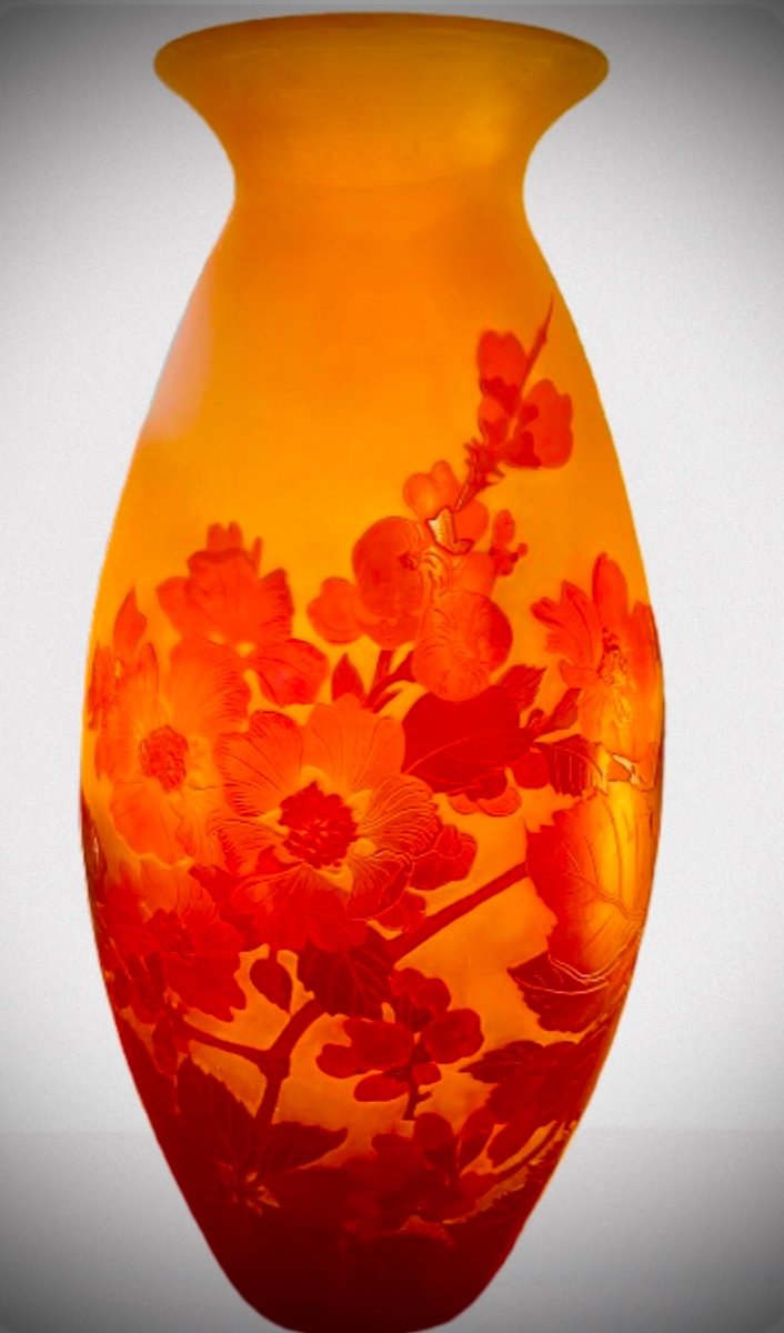 Emile Galle Vase Decorated With Apple Blossoms 