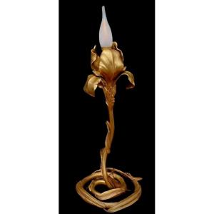 Lampe Art Nouveau En Bronze 