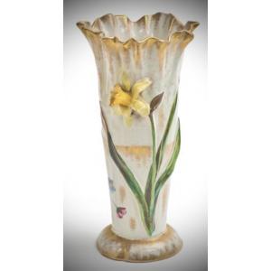 Emile Gallé Vase En Céramique à Décor De Narcisse 