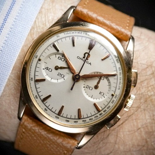 Omega 18kt Rose Gold Chronograph Ref. Ot 2872 Cal. 320 (lemania Ch27)-1958