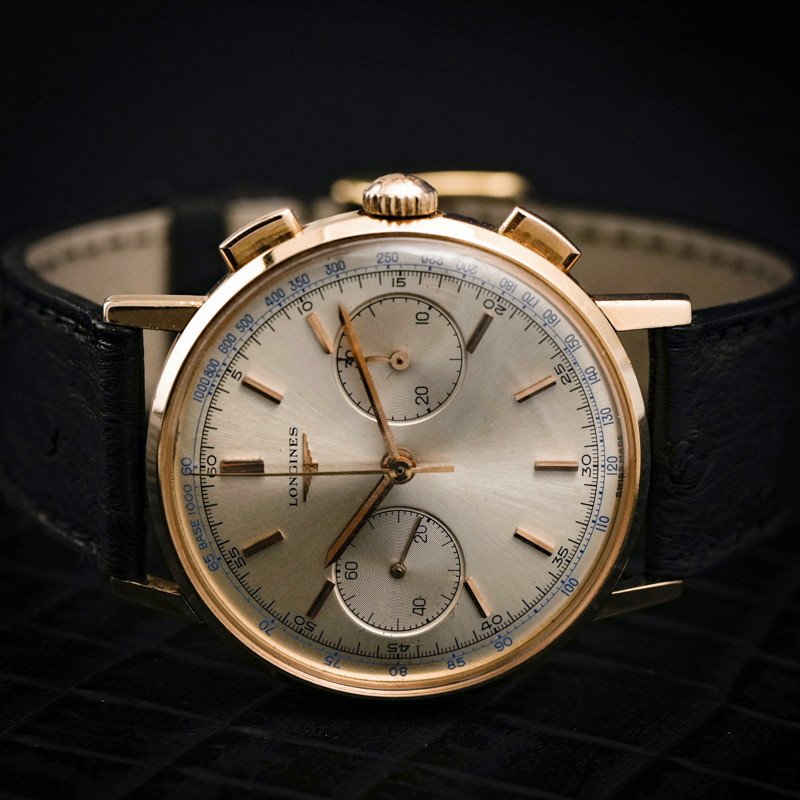 Longines, Chronographe Flyback Cal.30ch Or Rose18kts 36 Mm-1966- -photo-1