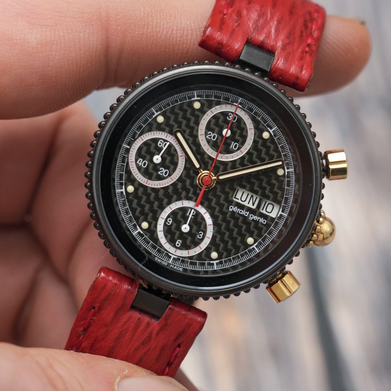 Gerald Genta Gefica Safari Pvd Full Set Chronograph -2018-