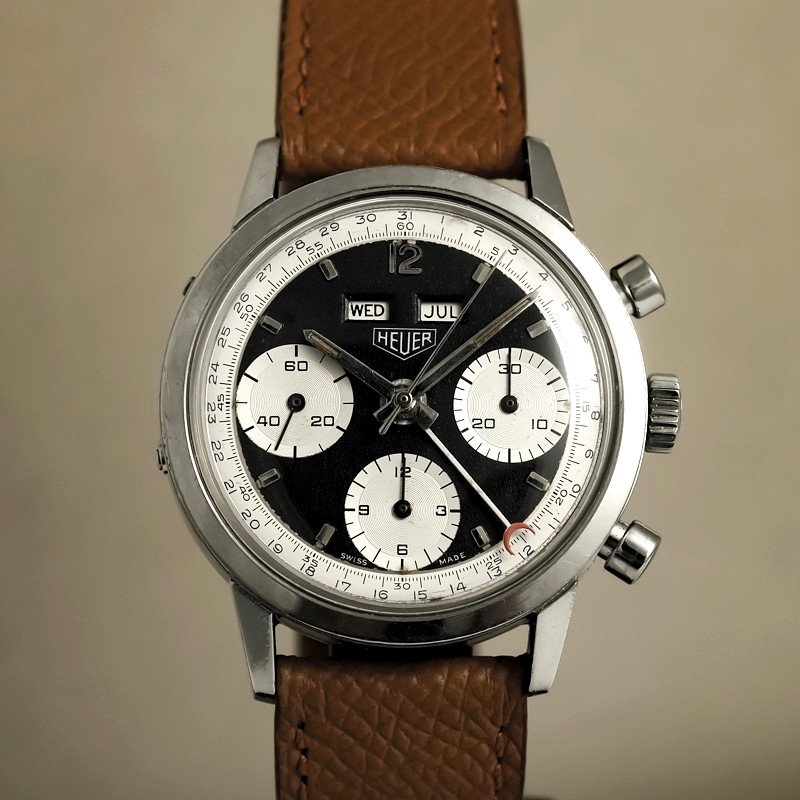 Chronographe Triple Date Heuer Carrera Dato 12 Acier Inoxydable Réf.2547n -1965- -photo-3