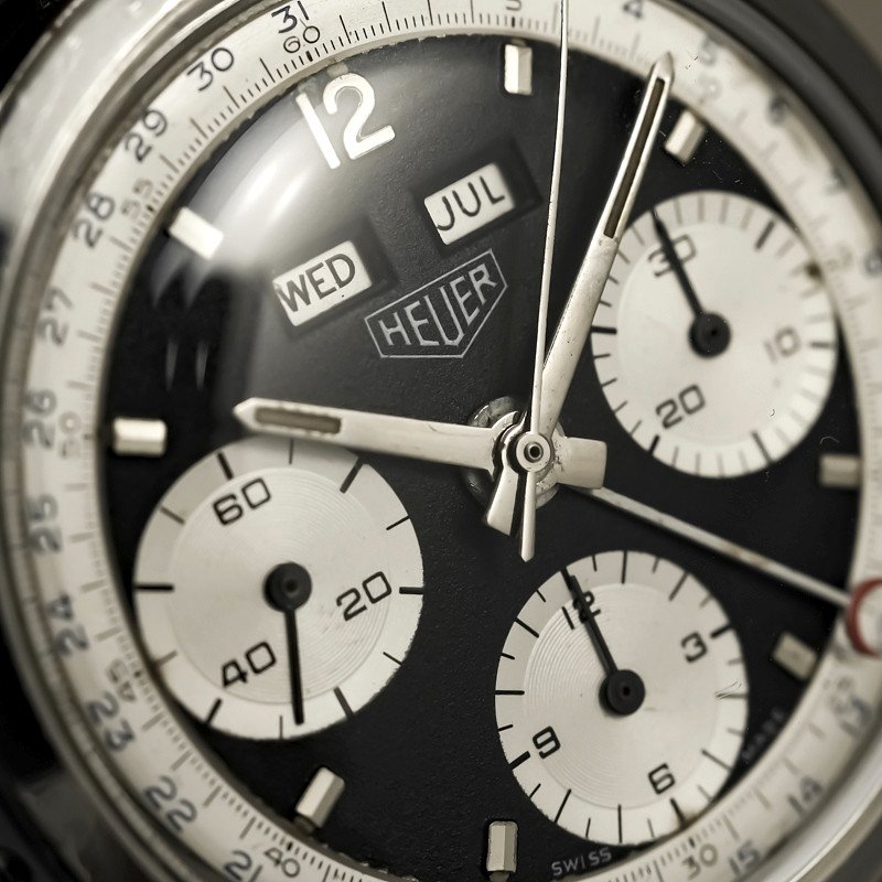 Chronographe Triple Date Heuer Carrera Dato 12 Acier Inoxydable Réf.2547n -1965- -photo-2