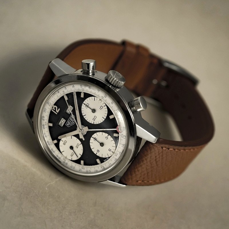 Chronographe Triple Date Heuer Carrera Dato 12 Acier Inoxydable Réf.2547n -1965- -photo-3