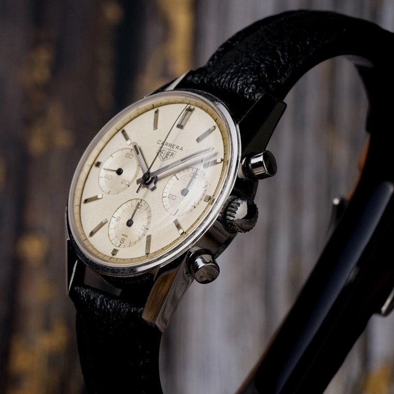 Chronographe Heuer Carrera 12 "eggshell" Dial  Réf.2447s Cal.valjoux 72 -1964--photo-4