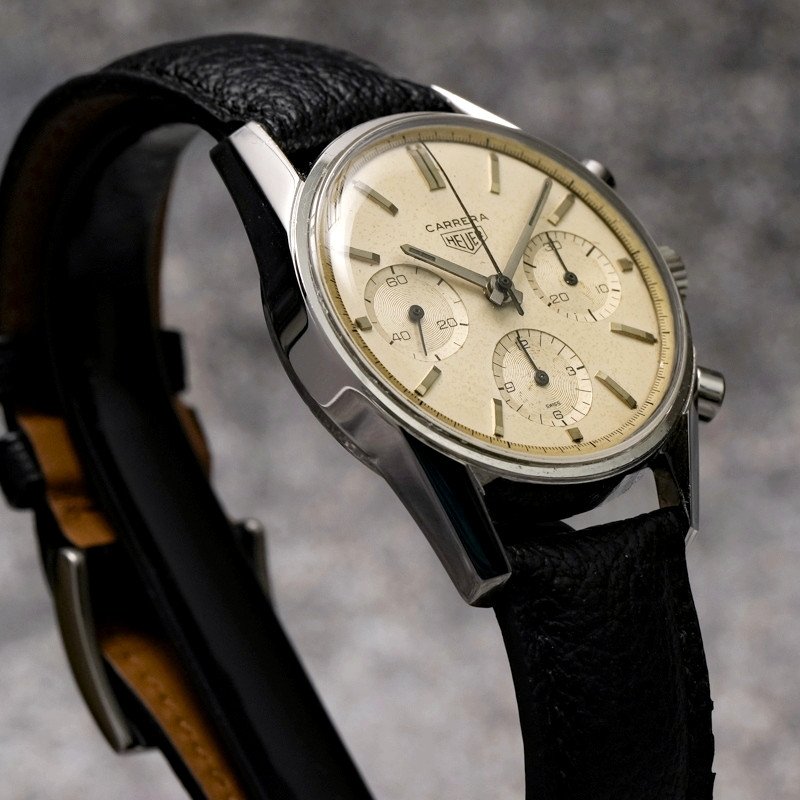 Chronographe Heuer Carrera 12 "eggshell" Dial  Réf.2447s Cal.valjoux 72 -1964--photo-1