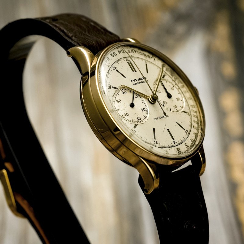  Chronographe Movado Double Signature "mappin & Webb" Or Jaune 18kts -1940--photo-4