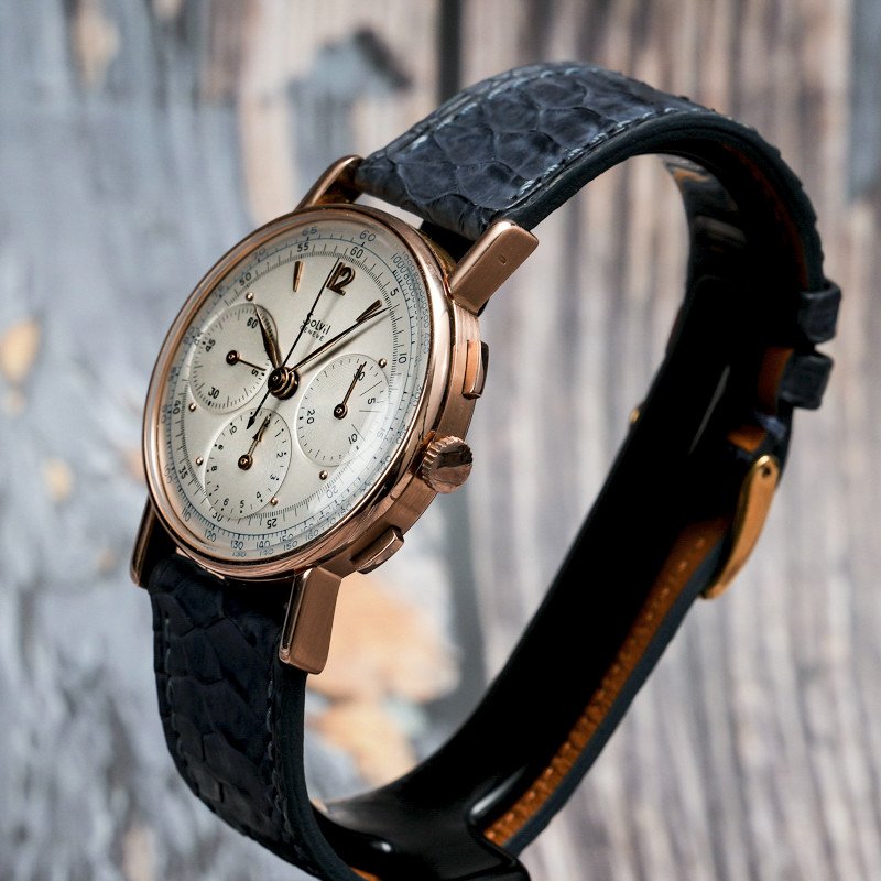 Solvil Manufacture Paul Ditisheim Chronograph 18kt Rose Gold Valjoux 72 -1950--photo-3