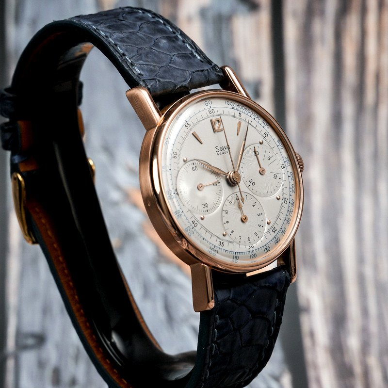 Solvil Manufacture Paul Ditisheim Chronograph 18kt Rose Gold Valjoux 72 -1950--photo-4