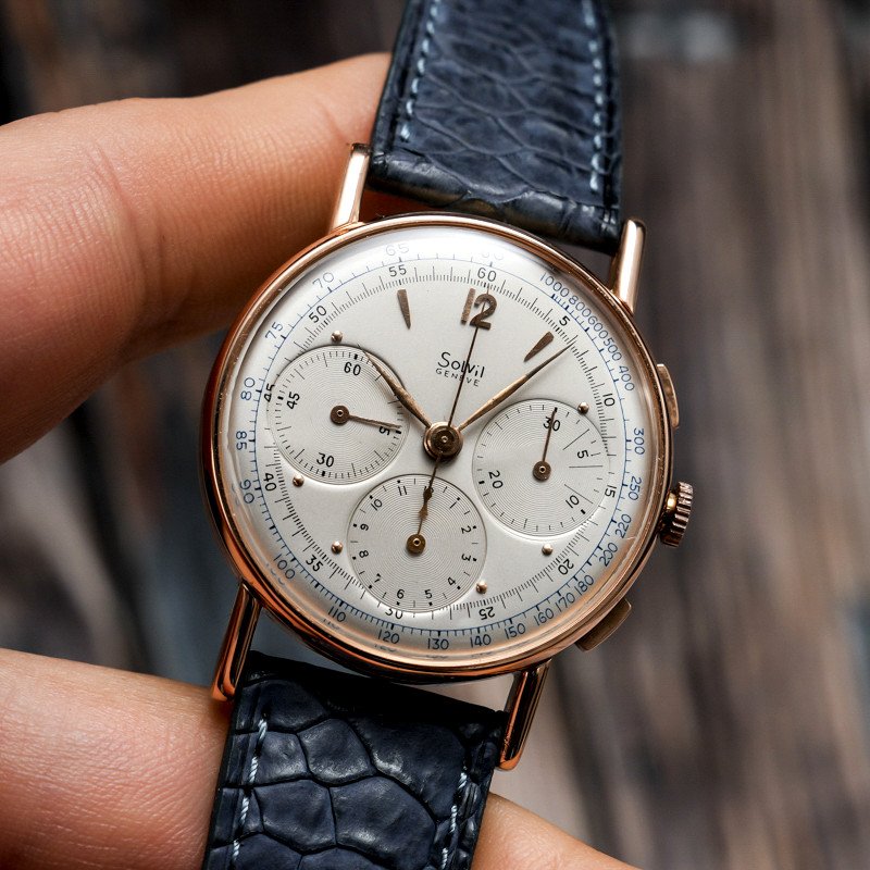 Solvil Manufacture Paul Ditisheim Chronograph 18kt Rose Gold Valjoux 72 -1950--photo-1