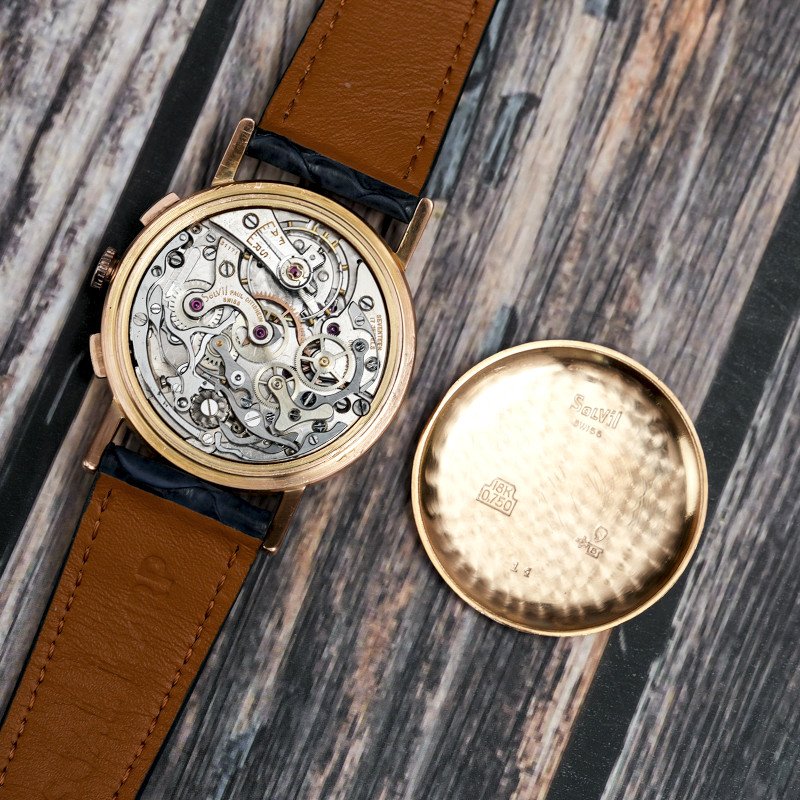 Solvil Manufacture Paul Ditisheim Chronograph 18kt Rose Gold Valjoux 72 -1950--photo-3