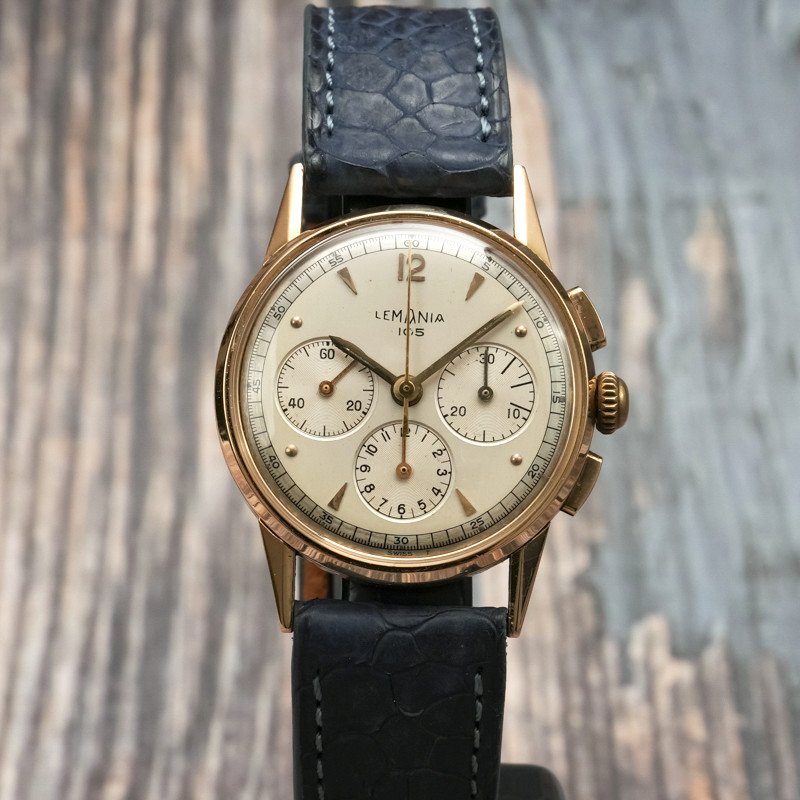 Lemania Chronograph 105 18k Yellow Gold -1950--photo-2