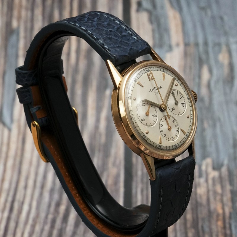 Lemania Chronograph 105 18k Yellow Gold -1950--photo-4