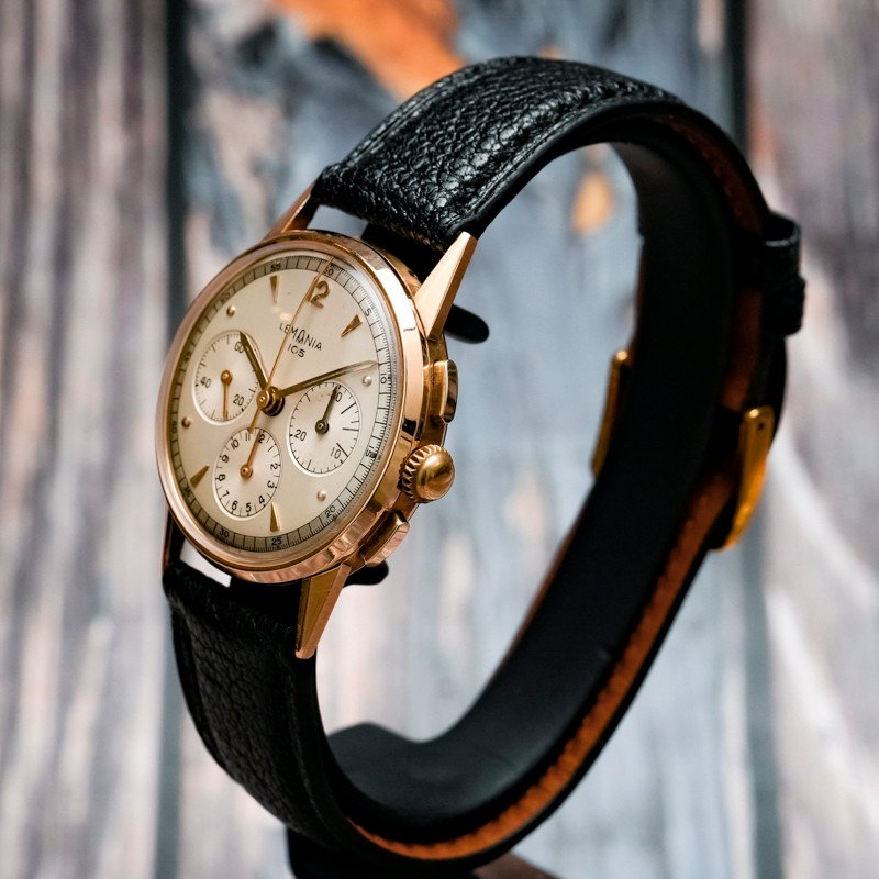 Lemania Chronograph 105 18k Yellow Gold -1950--photo-4